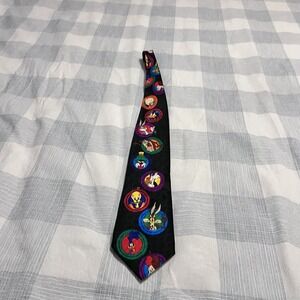 Vintage 1993 Looney Tunes Mania Character Novelty Neck Tie Bugs Bunny Roadrunner